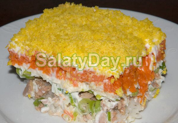 Классический салат с жареными шампиньонами