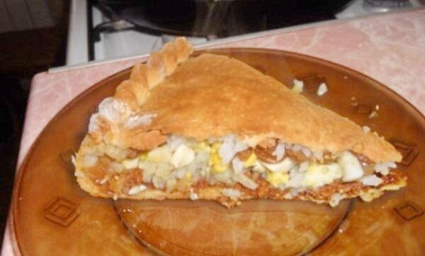 Татарский пирог губадия с рисом и изюмом